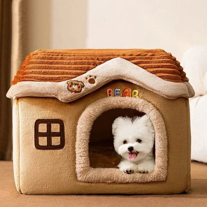 Foldable Outdoor Waterproof Pet House – Dog & Cat Cave Bed with Pad for Small Pets