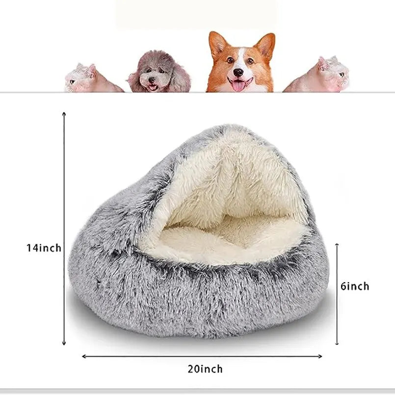 CozyNest 2-in-1 Plush Pet Bed – Warm & Snug Sleeping Cave for Cats and Dogs - 👉 Save 32%