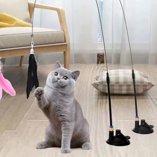 PurrPlay Feather Wand Cat Toy – Interactive Fun for Healthy, Happy Cats! - TrendzyShop