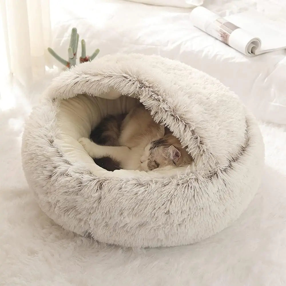 CozyNest 2-in-1 Plush Pet Bed – Warm & Snug Sleeping Cave for Cats and Dogs - 👉 Save 32%