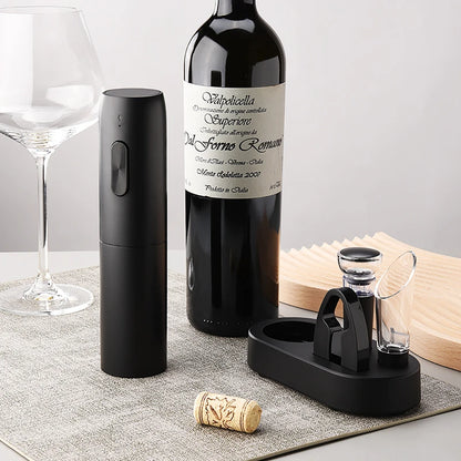 WineEase Electric Wine Bottle Opener – Rechargeable Corkscrew with Charging Base & Accessories