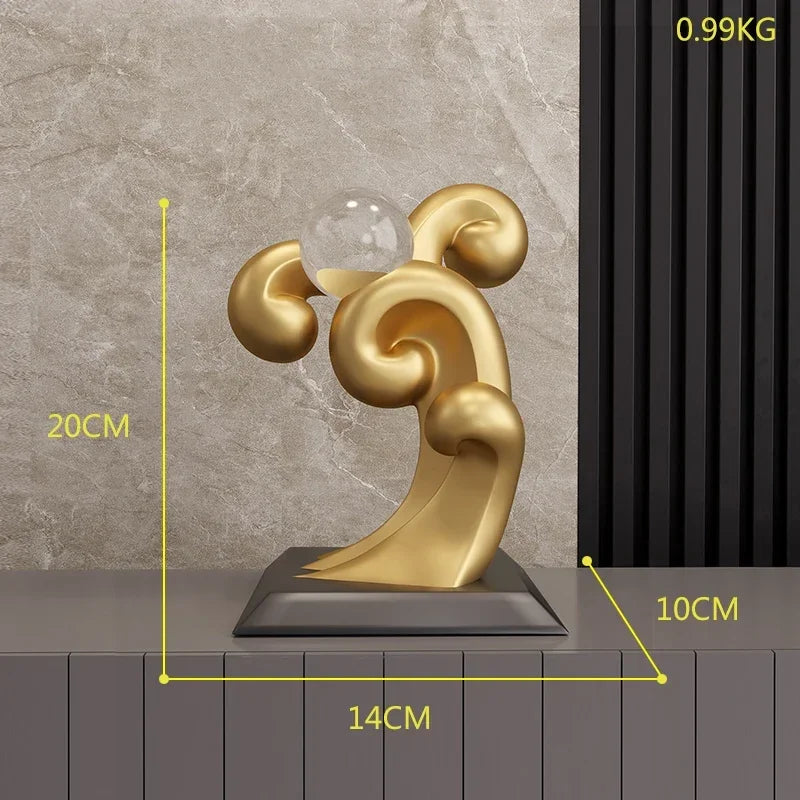 Scultura Cristallo Golden Aura - Per Arredamento di Lusso Casa & Ufficio - 💰 Risparmia il 50% Oggi!