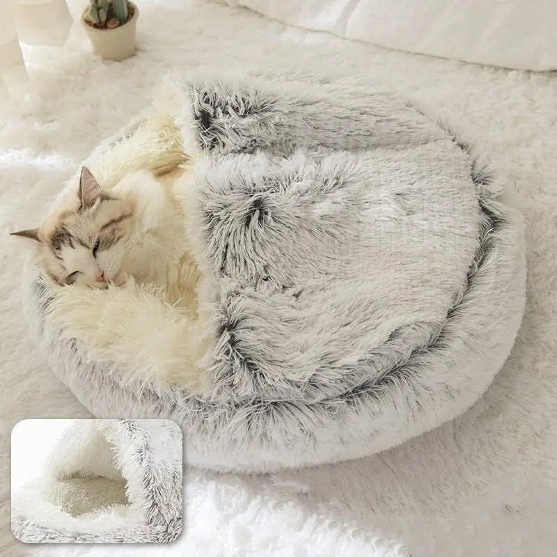 CozyNest 2-in-1 Plush Pet Bed – Warm & Snug Sleeping Cave for Cats and Dogs - 👉 Save 32%