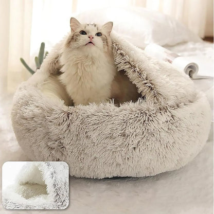 CozyNest 2-in-1 Plush Pet Bed – Warm & Snug Sleeping Cave for Cats and Dogs - 👉 Save 32%