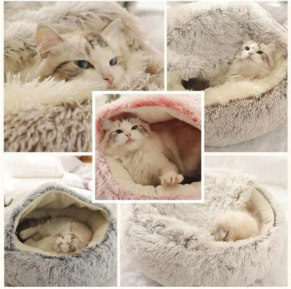 CozyNest 2-in-1 Plush Pet Bed – Warm & Snug Sleeping Cave for Cats and Dogs - 👉 Save 32%