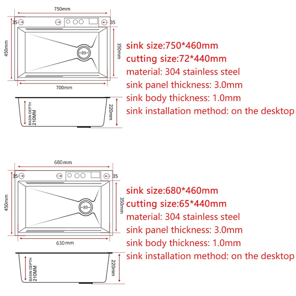 CascadePro Stainless Steel Waterfall Kitchen Sink – LED-Enhanced, Multi-Functional Sink - TrendzyShop