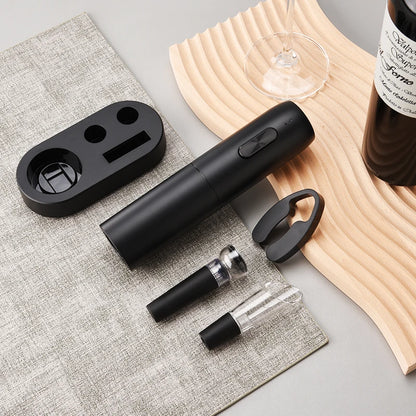 WineEase Electric Wine Bottle Opener – Rechargeable Corkscrew with Charging Base & Accessories