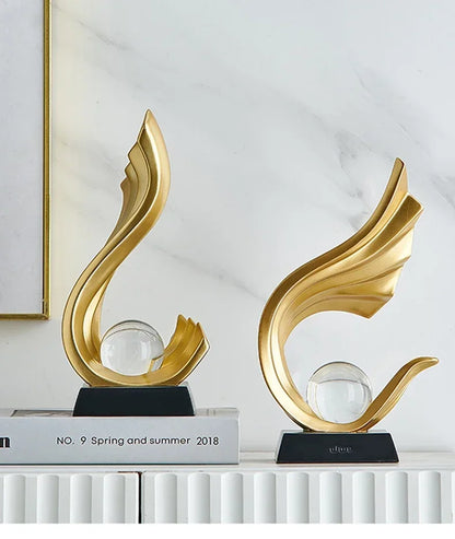 Scultura Cristallo Golden Aura - Per Arredamento di Lusso Casa & Ufficio - 💰 Risparmia il 50% Oggi!