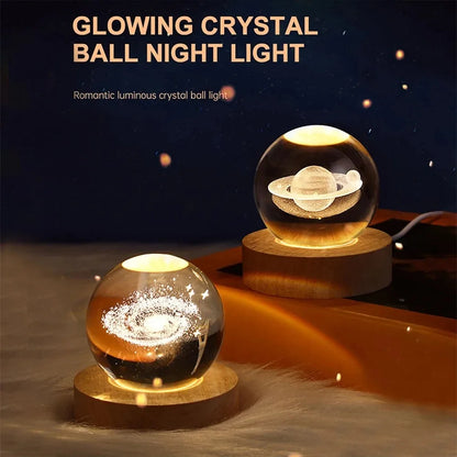 Cosmic Glow 3D Crystal Ball Lamp– Galaxy & Planetary Night Light - 💰 Save 50% today!