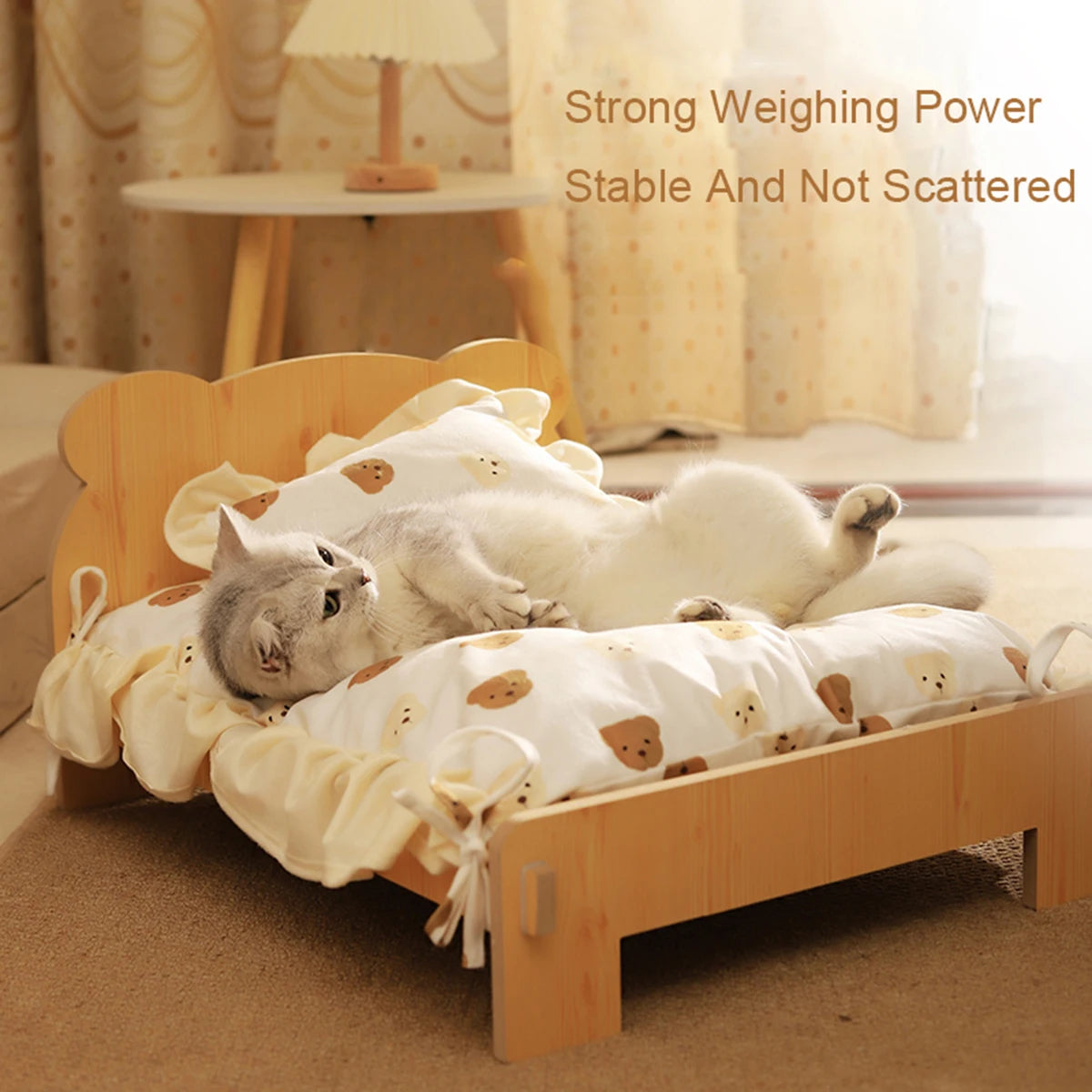 TeddyPaw Wooden Cat & Dog Bed – Cozy, Durable, and Space-Saving Pet Furniture